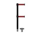 Montour Line Stanchion Dual Belt Bar.Removable Base Black Post 9ft.Maroon Belt MX630DR-BK-MN-90